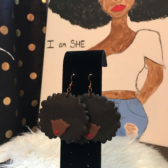 Afro Clay Earrings - Picture 2 of 3